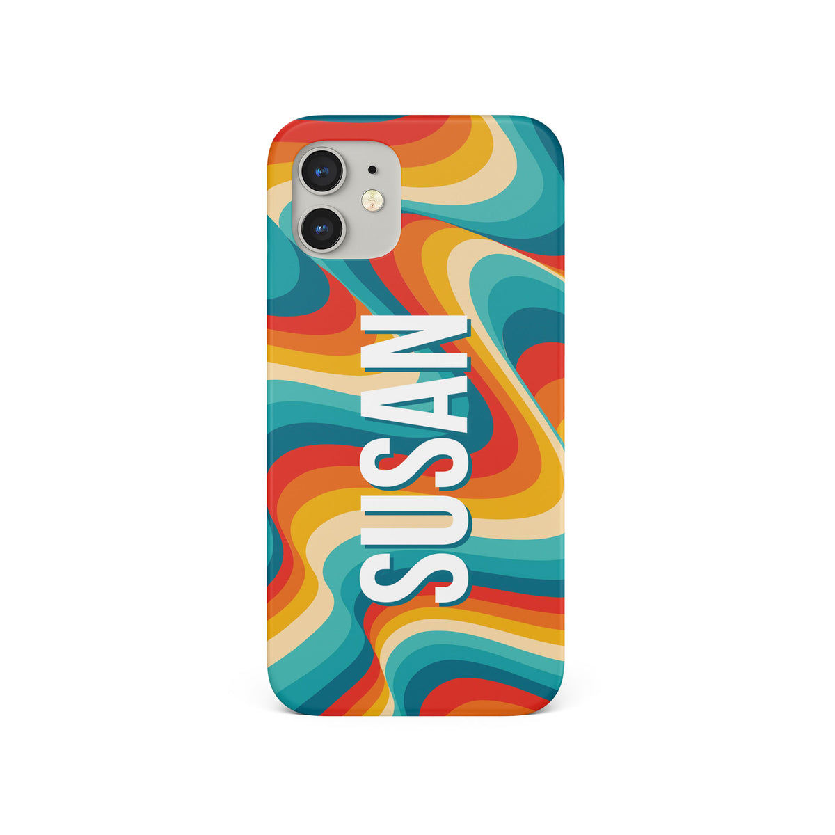 Personalised Hard Phone Case Groovy 70s Waves Vintage