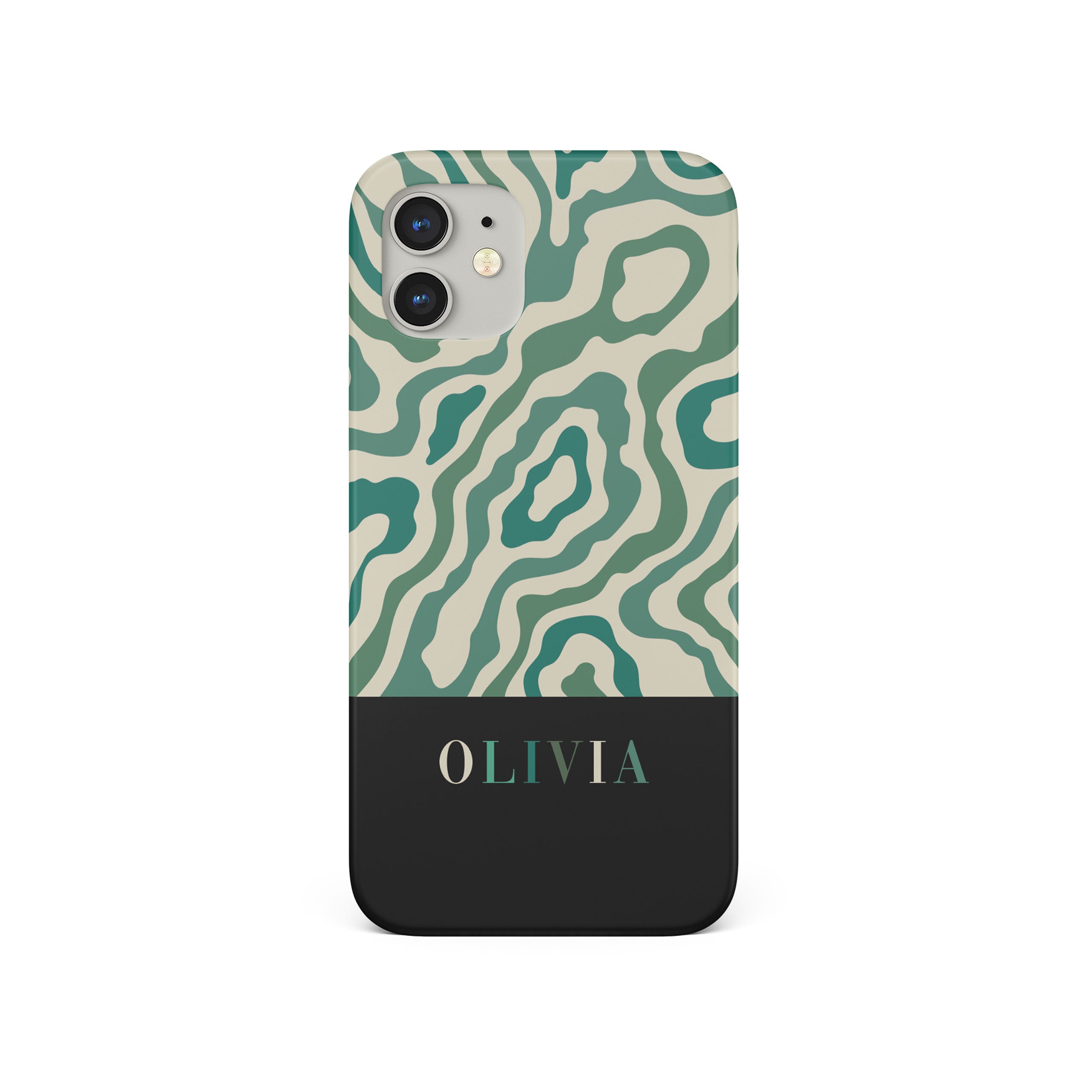 Personalised Hard Phone Case Troubled Waves Retro Green