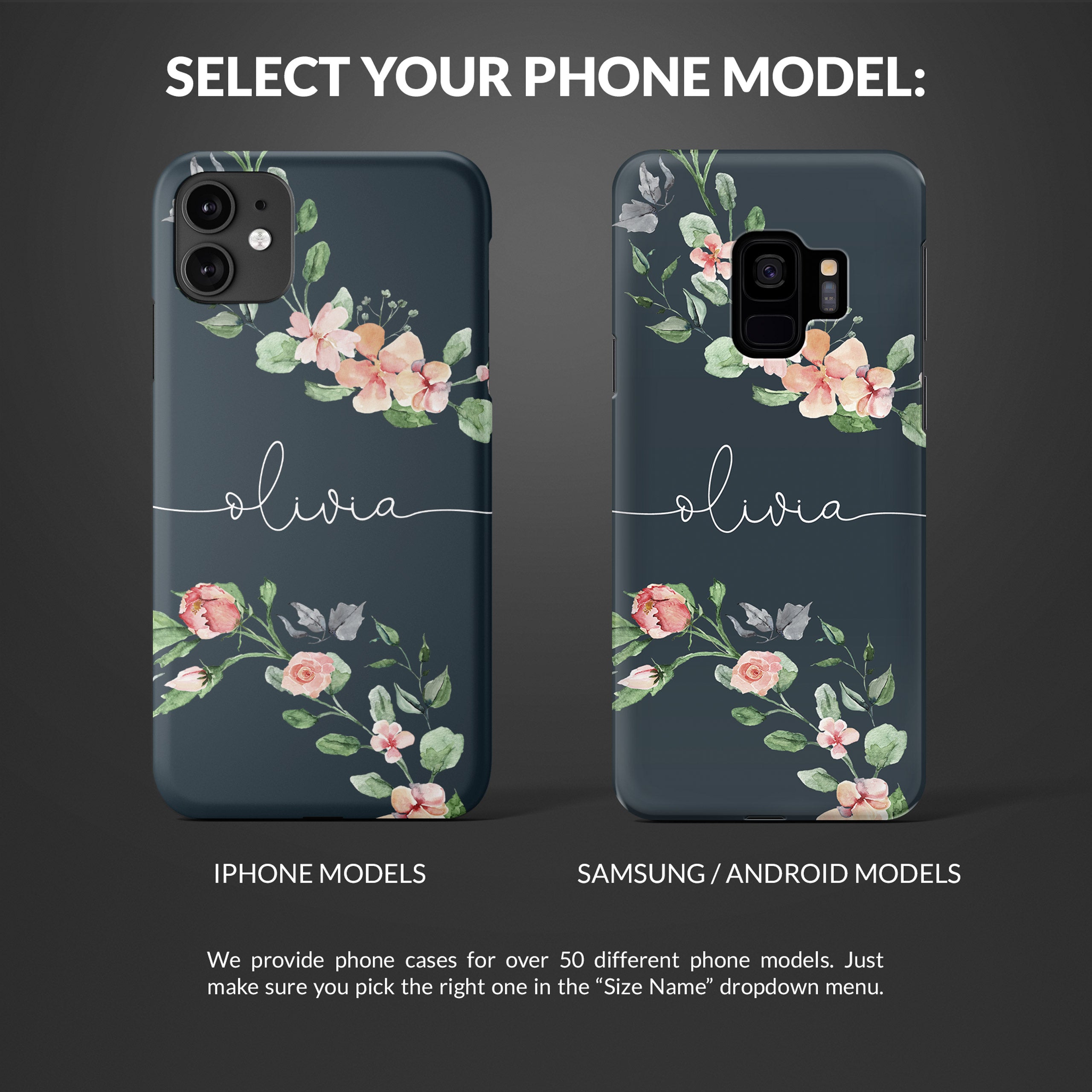 Personalised Hard Phone Case Custom Name Spring Blossom Branch