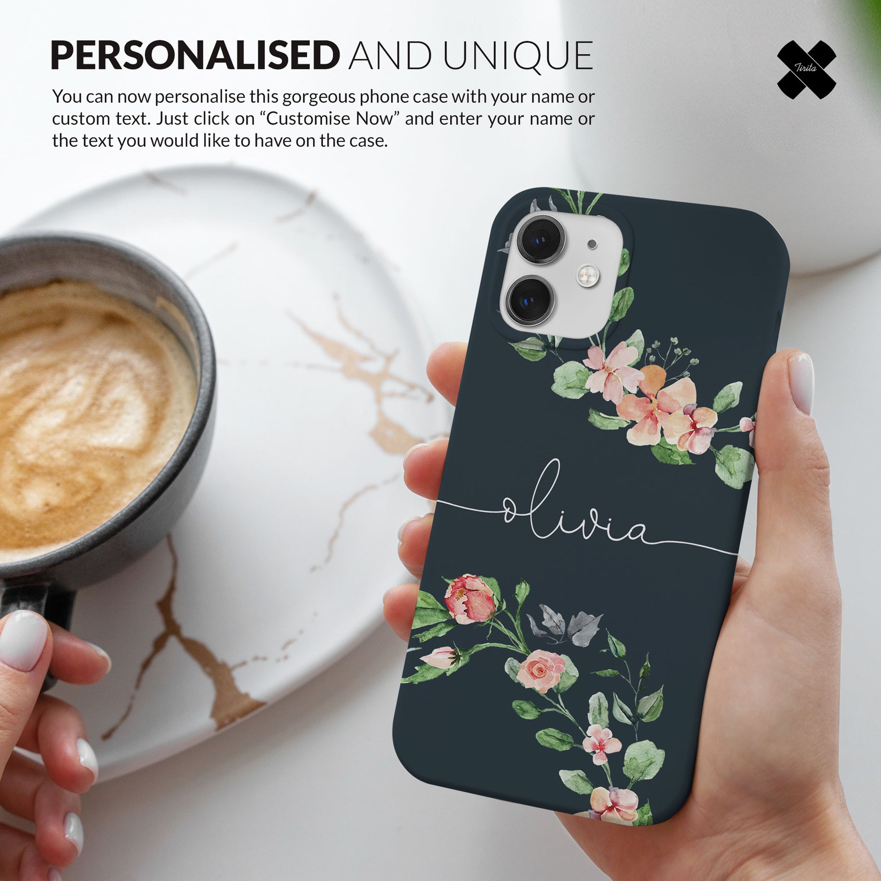 Personalised Hard Phone Case Custom Name Spring Blossom Branch