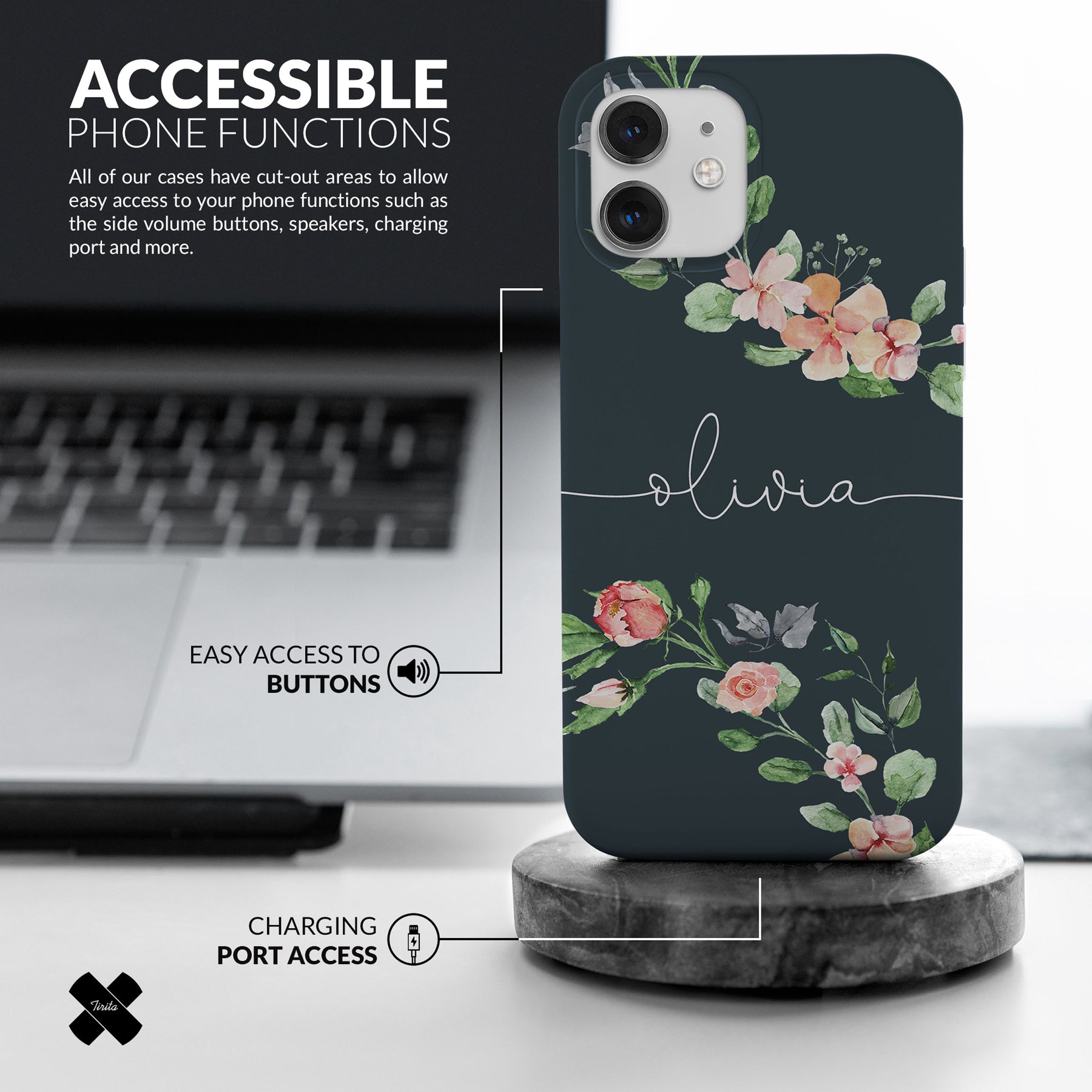 Personalised Hard Phone Case Custom Name Spring Blossom Branch