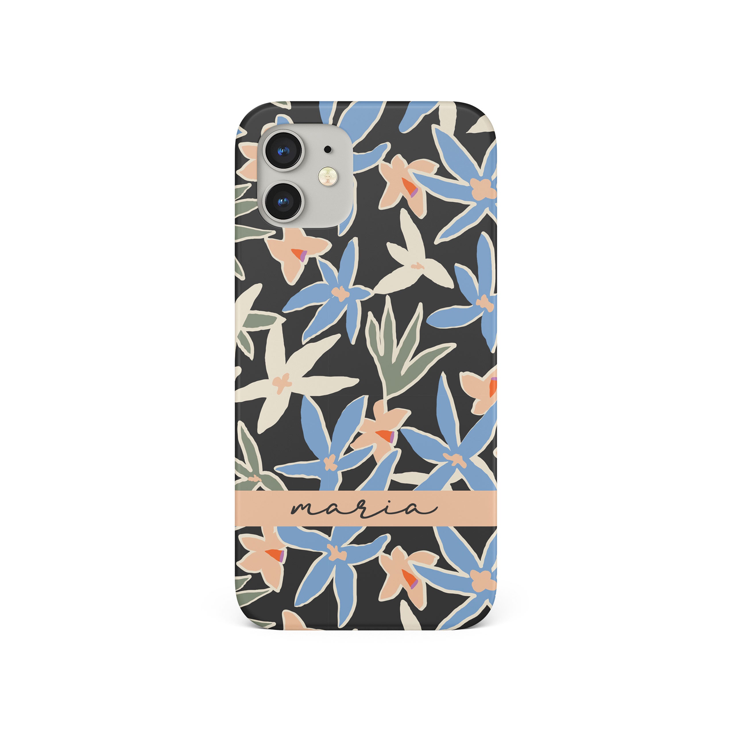 Personalised Hard Phone Case Custom Name Floral Lily Blossoms