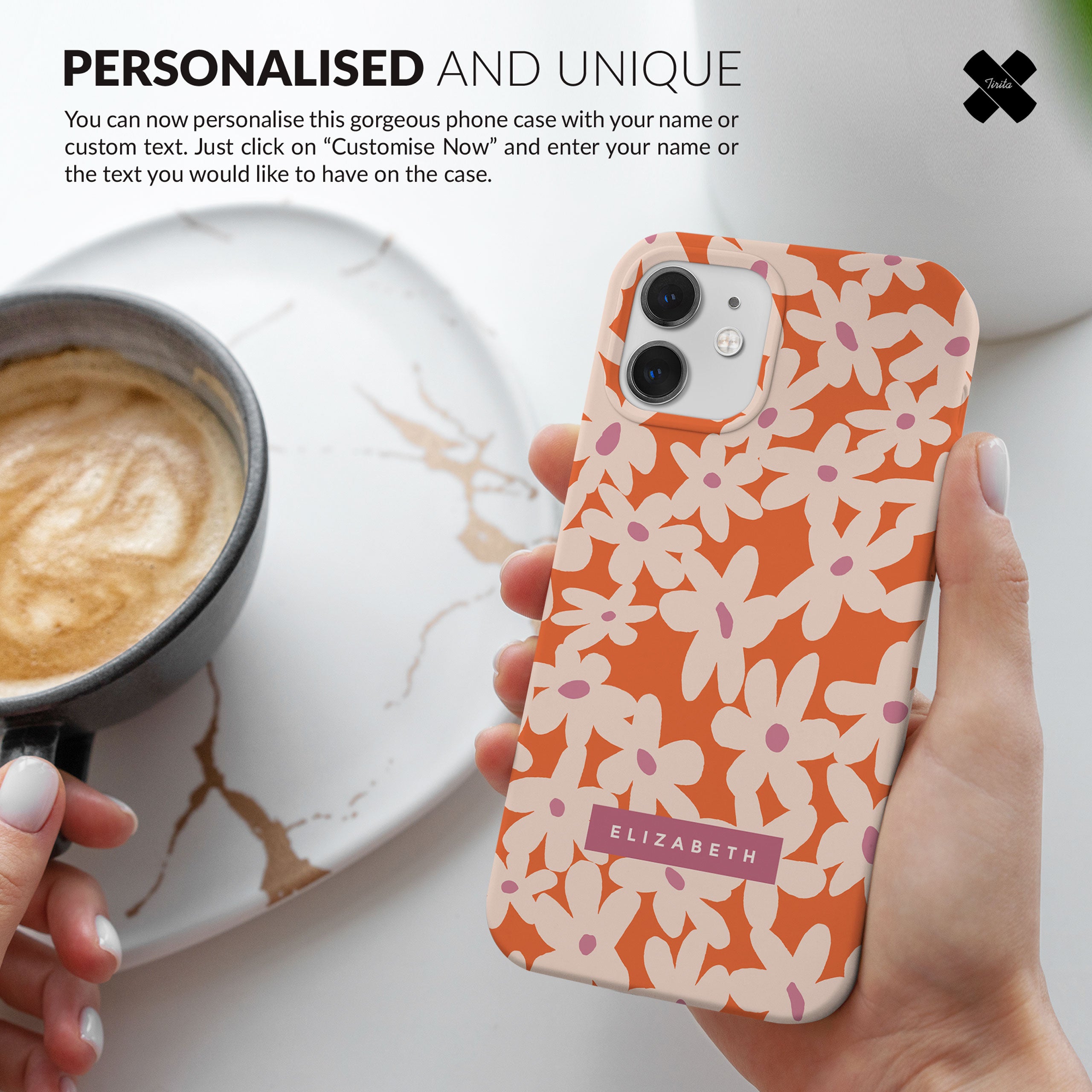 Personalised Hard Phone Case Custom Name Floral Chamomile Flower