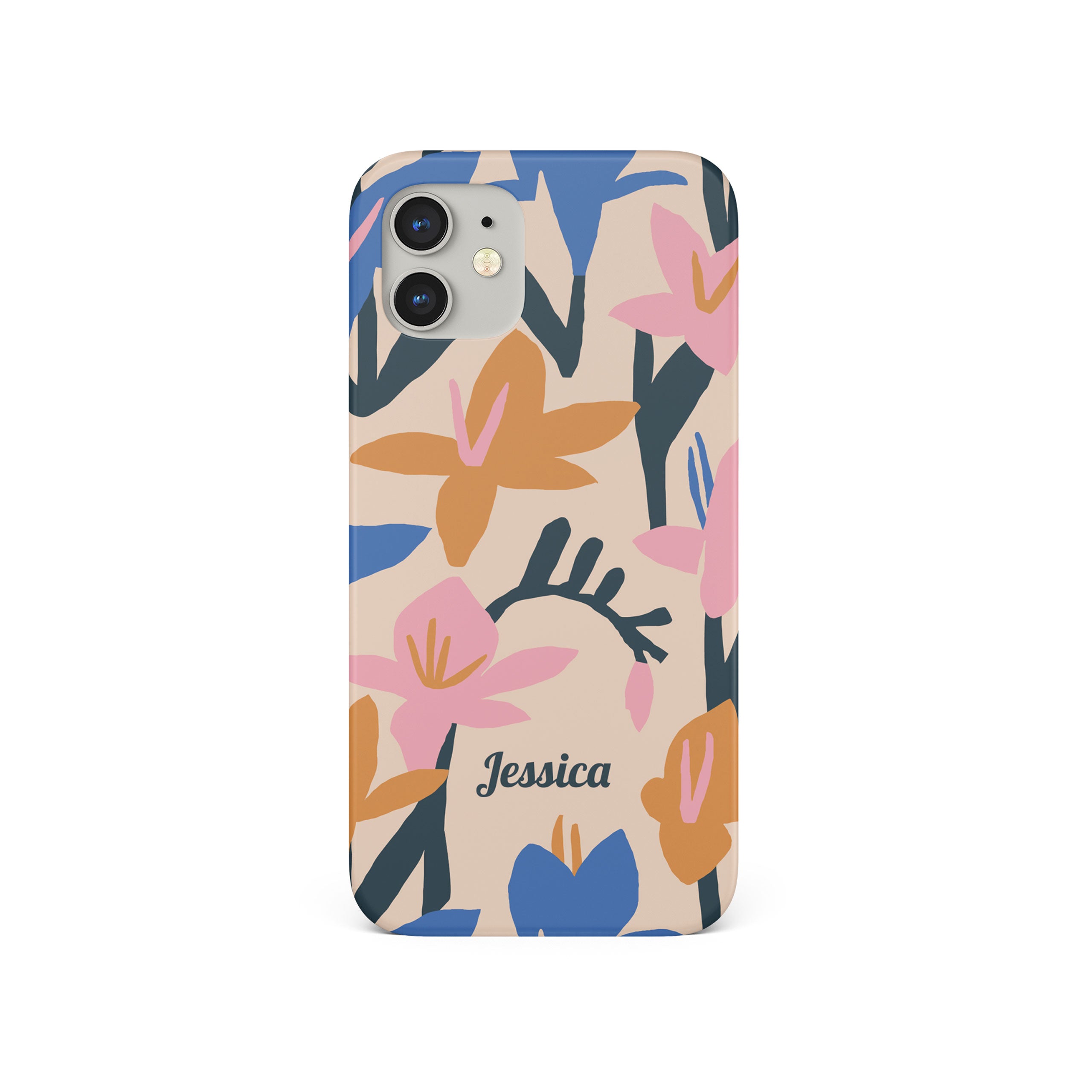 Personalised Hard Phone Case Custom Name Floral Lilies Retro Pastel