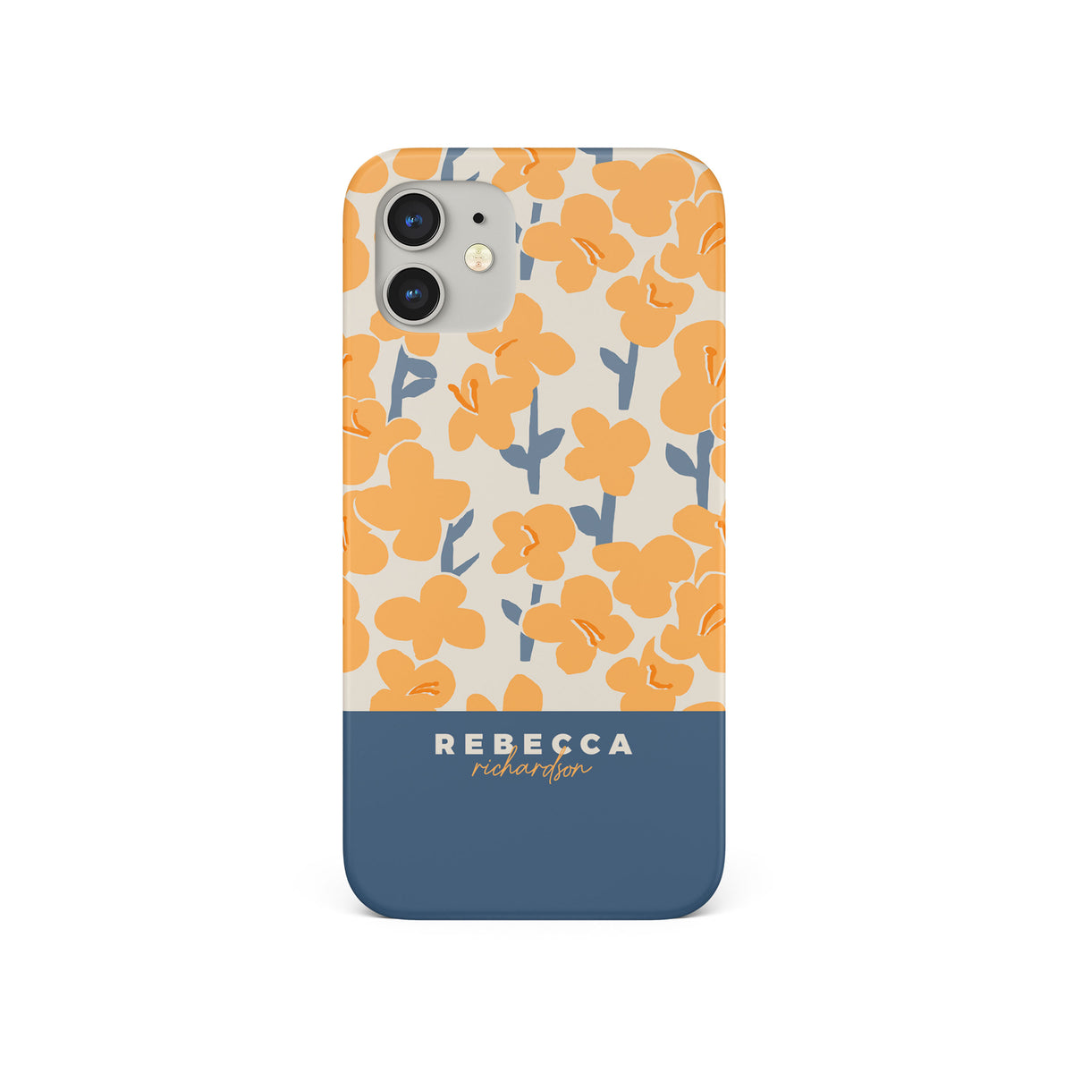 Personalised Hard Phone Case Custom Name Floral Yellow Meadow