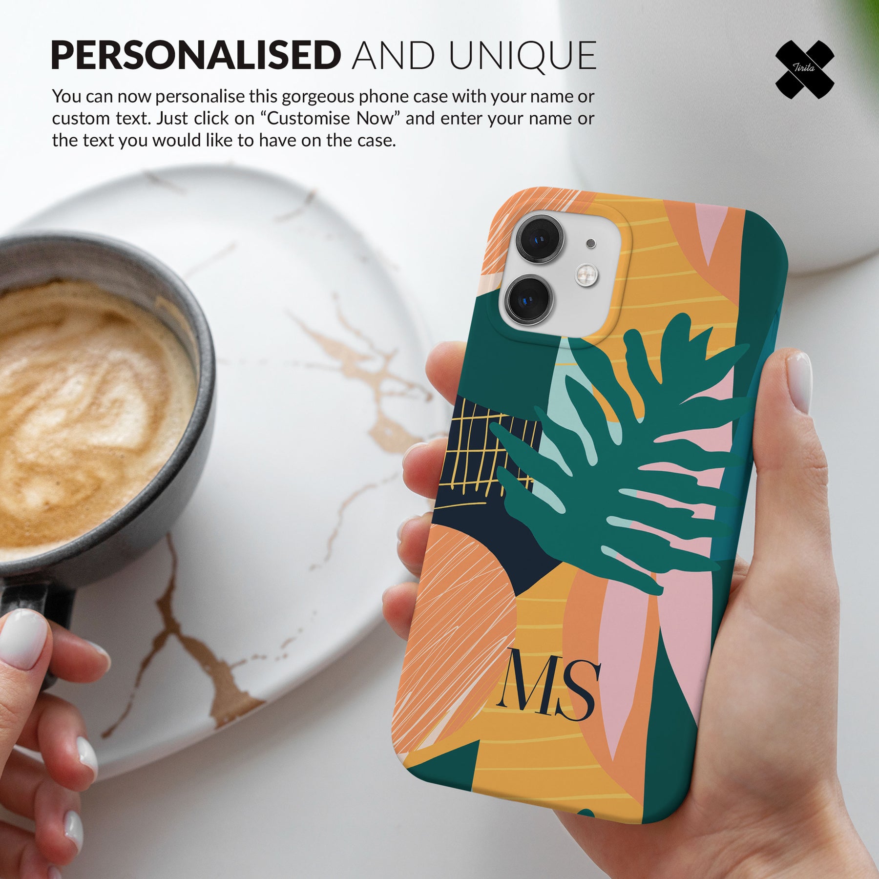 Personalised Hard Phone Case Funky Floral Tropical Plants Pastel