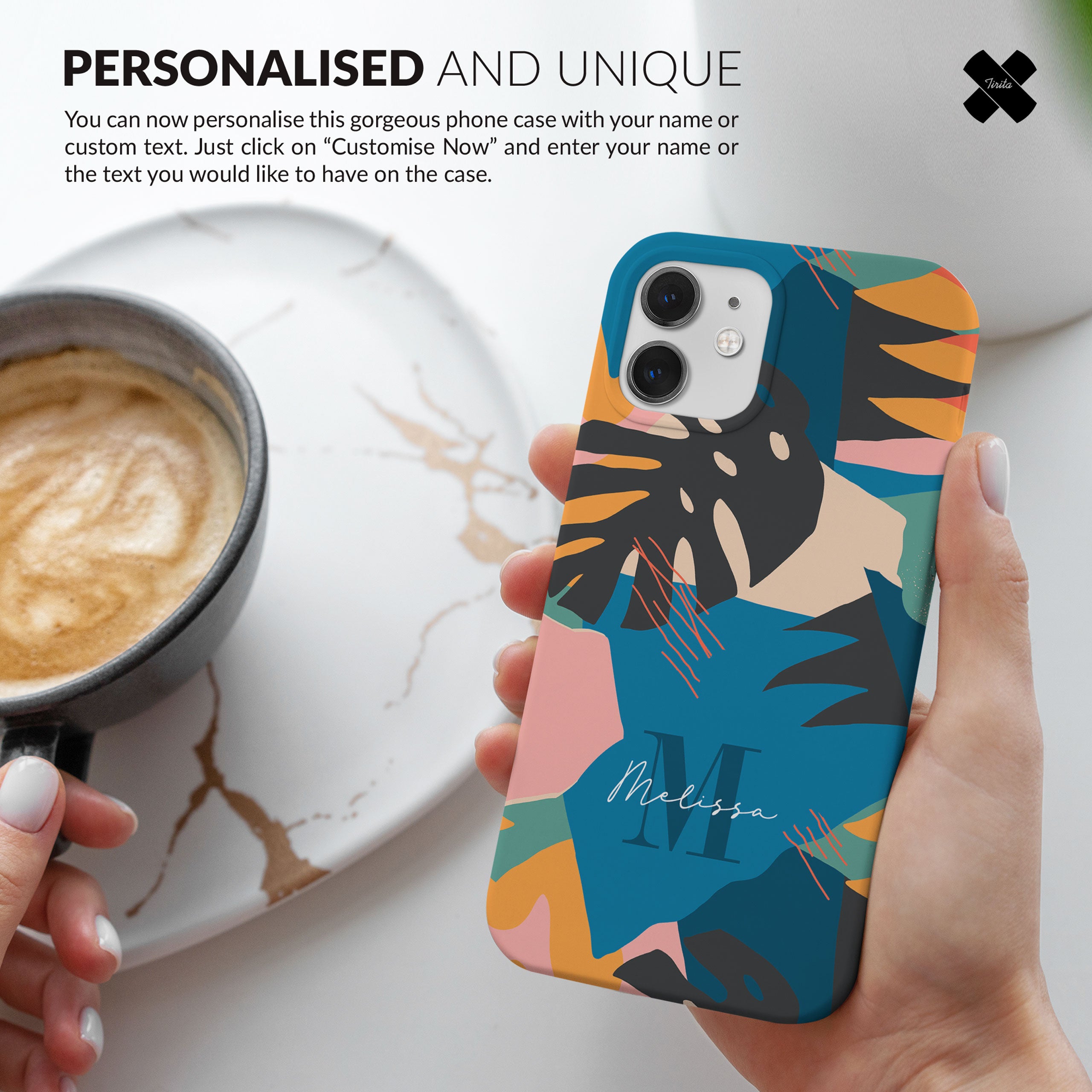 Personalised Hard Phone Case Funky Floral Tropical Leaves Monstera