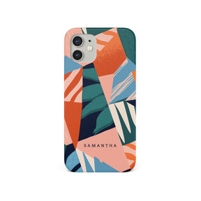 Personalised Hard Phone Case Funky Floral Tropical Leaves Funky