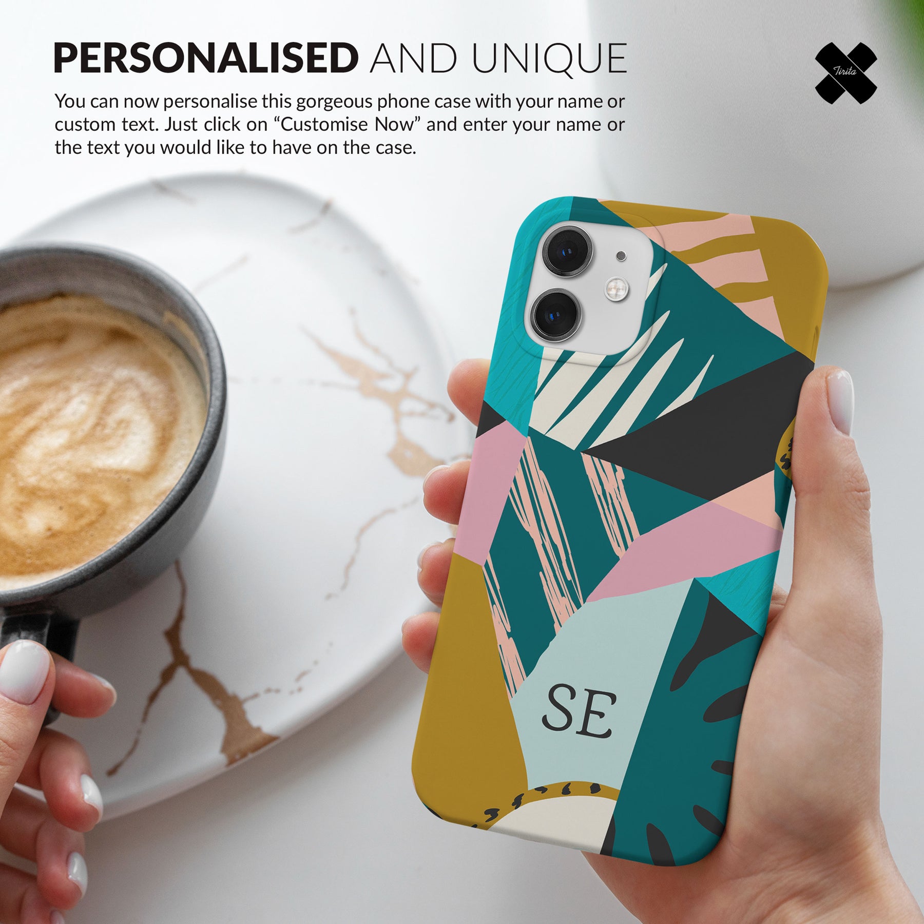 Personalised Hard Phone Case Funky Floral Abstract Botanical Pastel