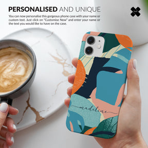 Personalised Hard Phone Case Funky Floral Tropical Monstera Funky