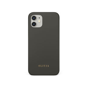 Personalised Hard Phone Case Custom Name Golden on Dark Gray