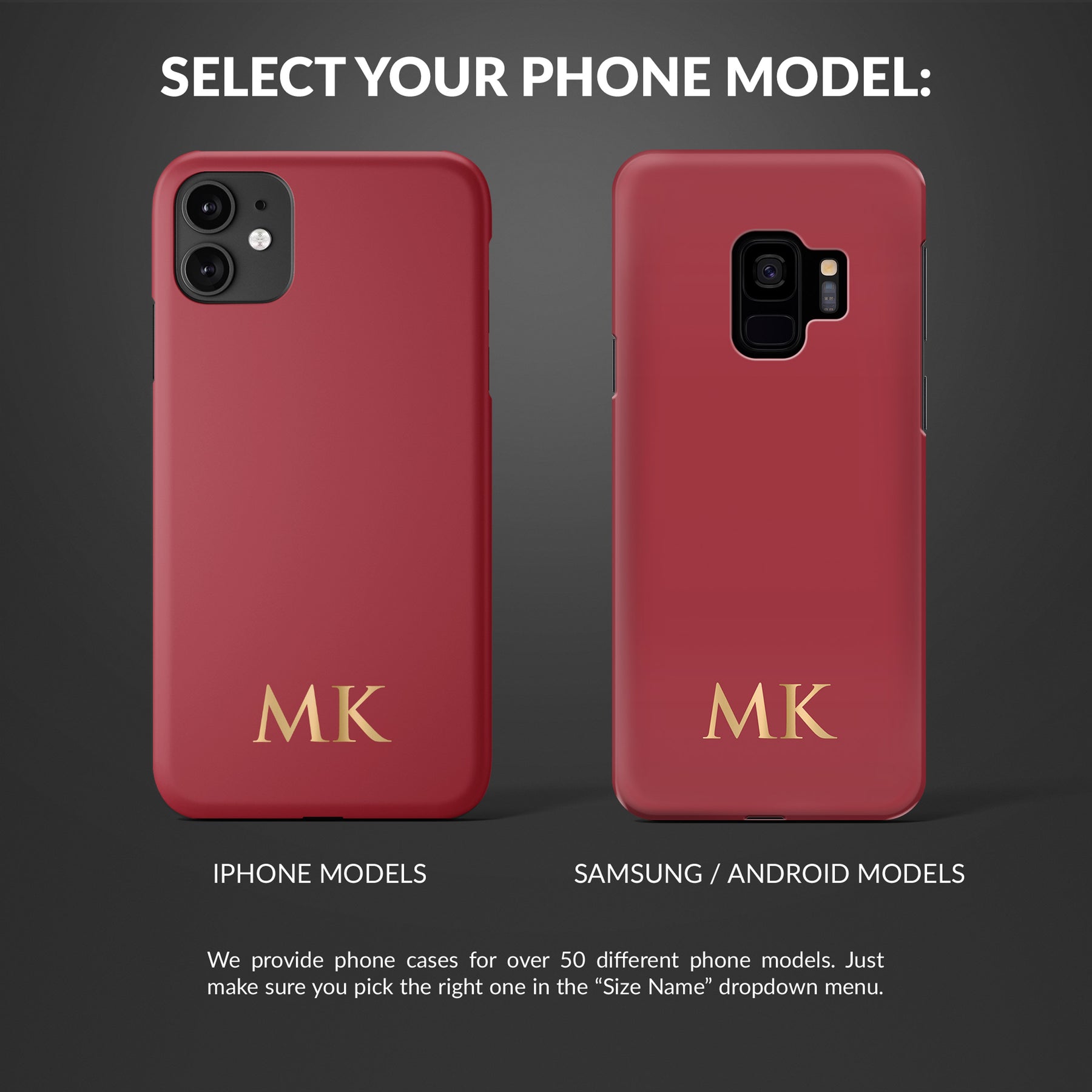 Personalised Hard Phone Case Custom Name Golden Gradient on Red