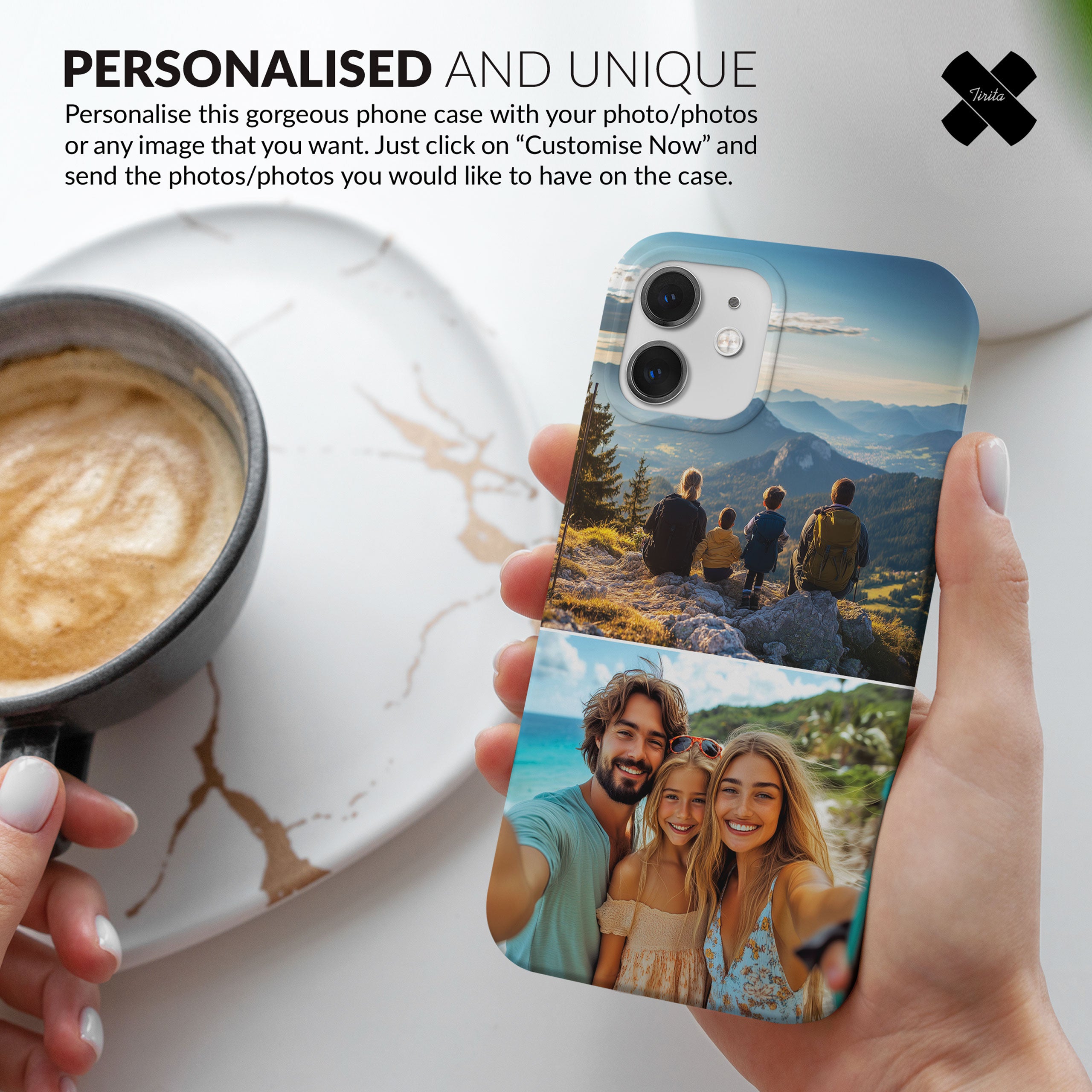 Custom Photo Phone Case, Personalised Picture Image Customized Design Unique Photo Gift - Two Photos Collage