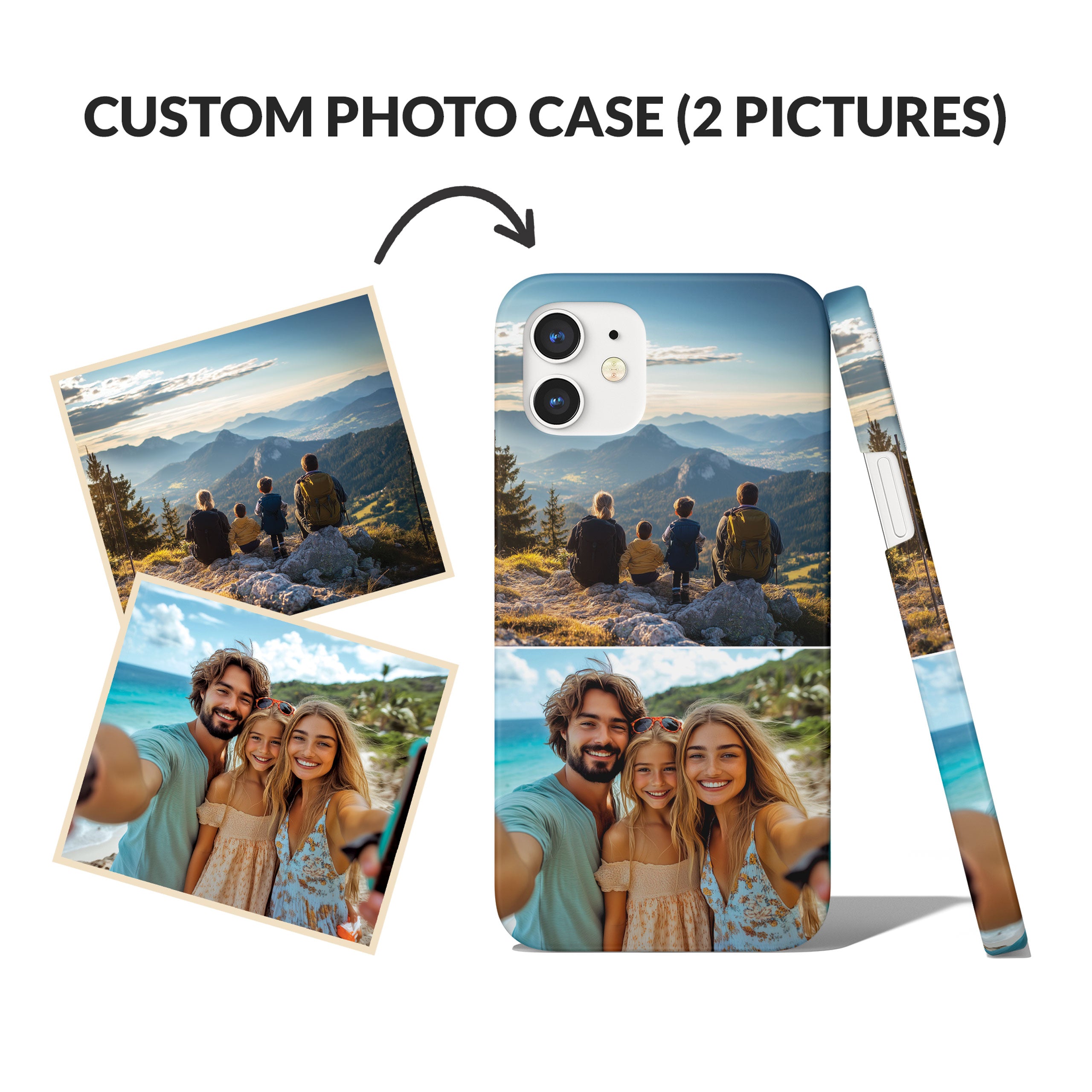 Custom Photo Phone Case, Personalised Picture Image Customized Design Unique Photo Gift - Two Photos Collage