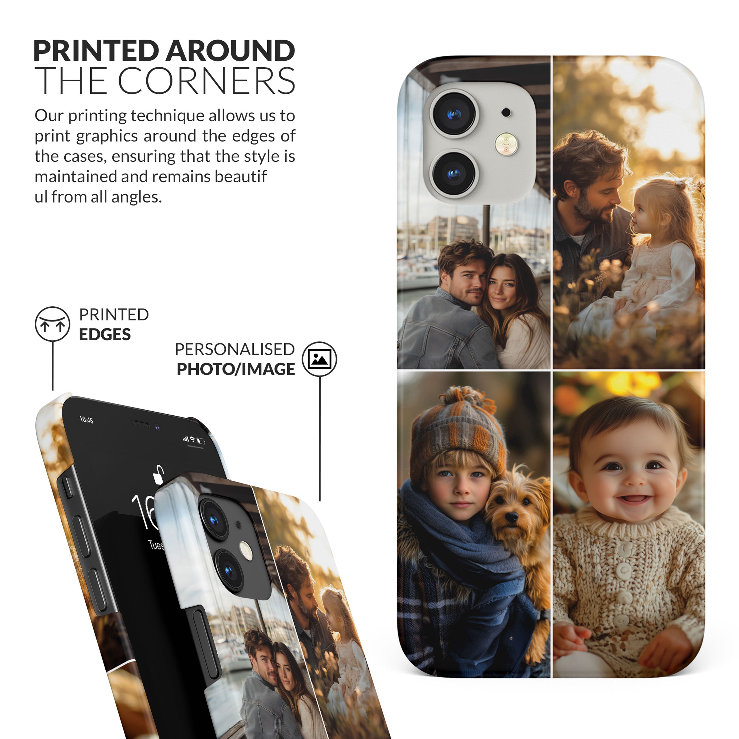 Custom Photo Phone Case, Personalised Picture Image Customized Design Unique Photo Gift - Four Photos Collage