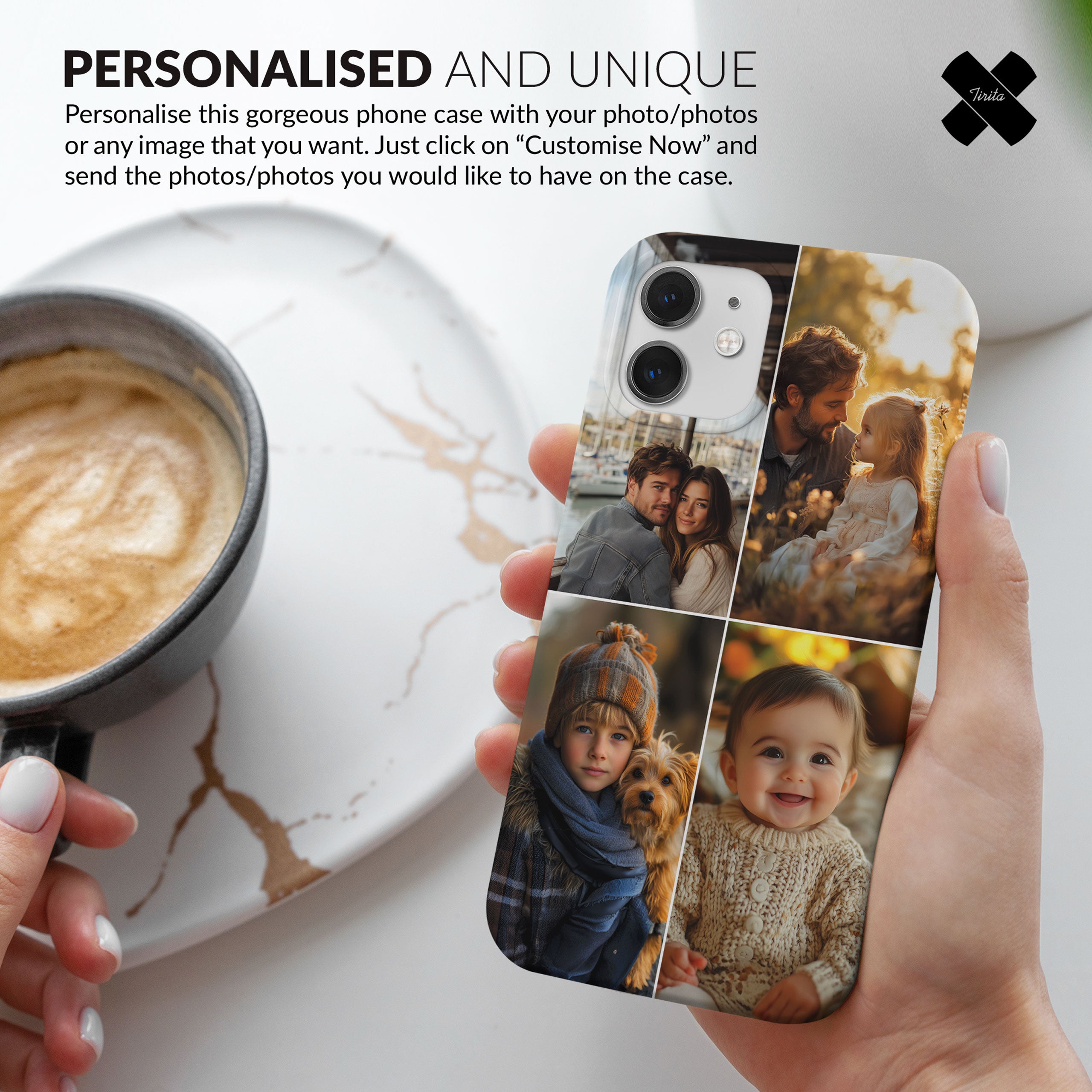 Custom Photo Phone Case, Personalised Picture Image Customized Design Unique Photo Gift - Four Photos Collage