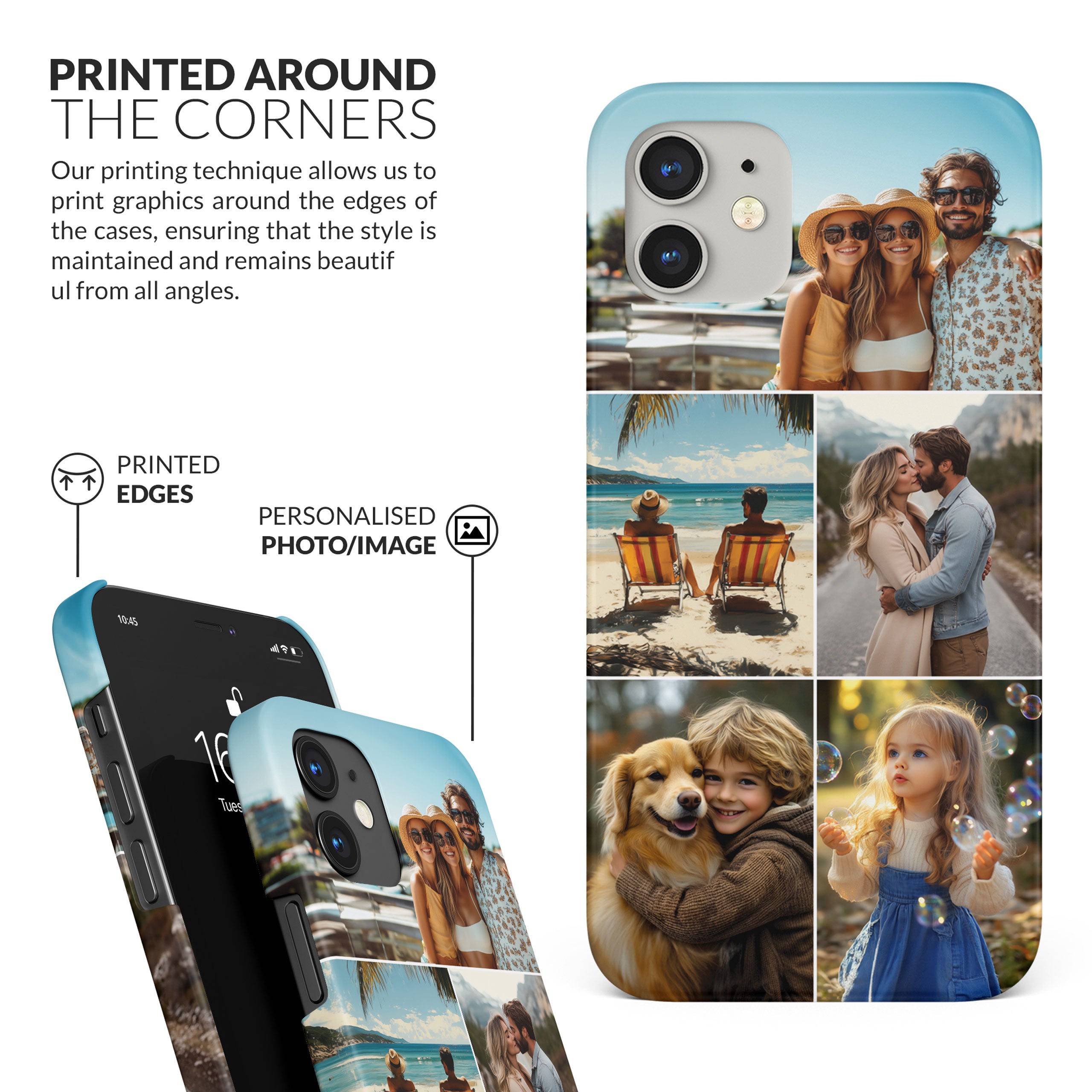 Custom Photo Phone Case, Personalised Picture Image Customized Design Unique Photo Gift - Five Photos Collage