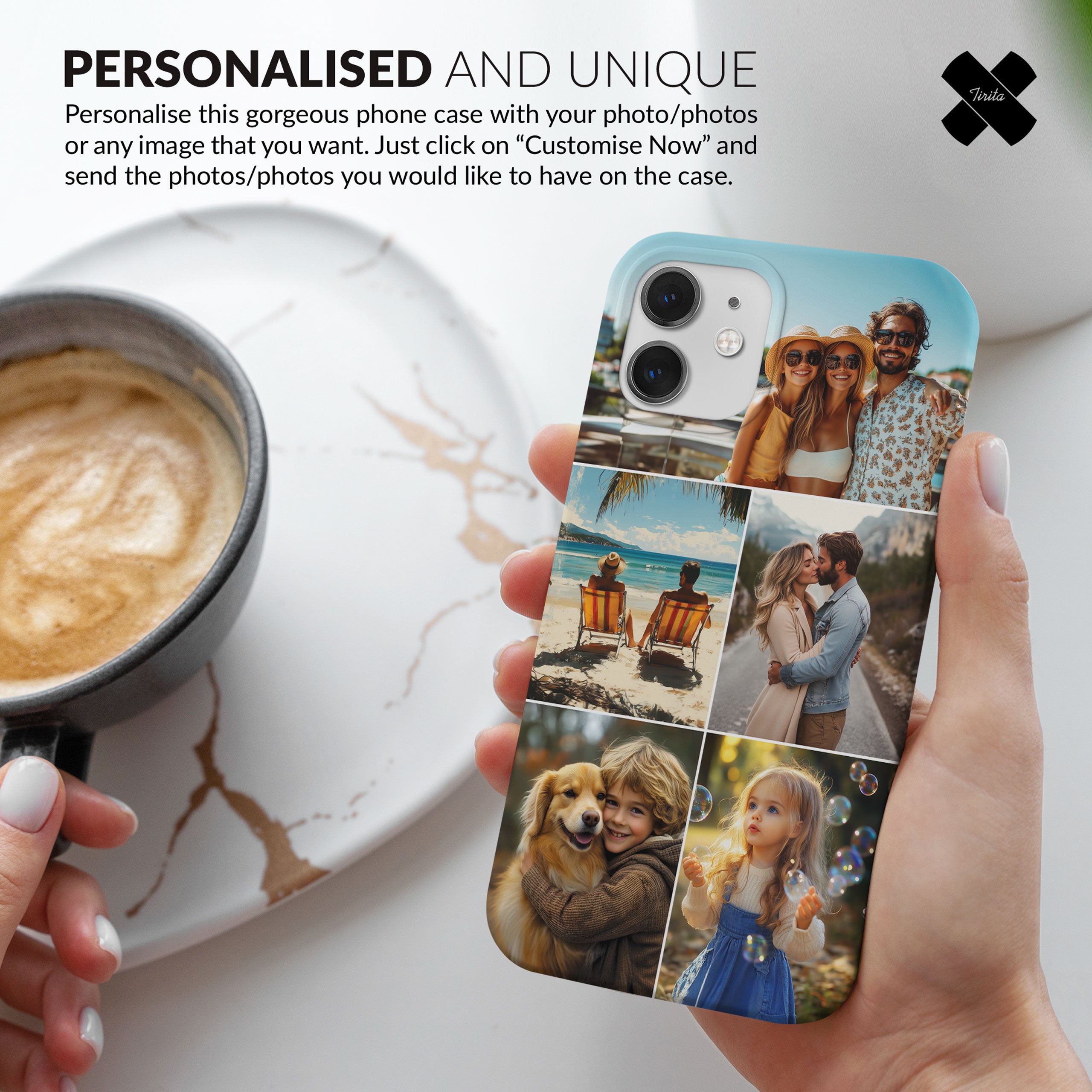 Custom Photo Phone Case, Personalised Picture Image Customized Design Unique Photo Gift - Five Photos Collage