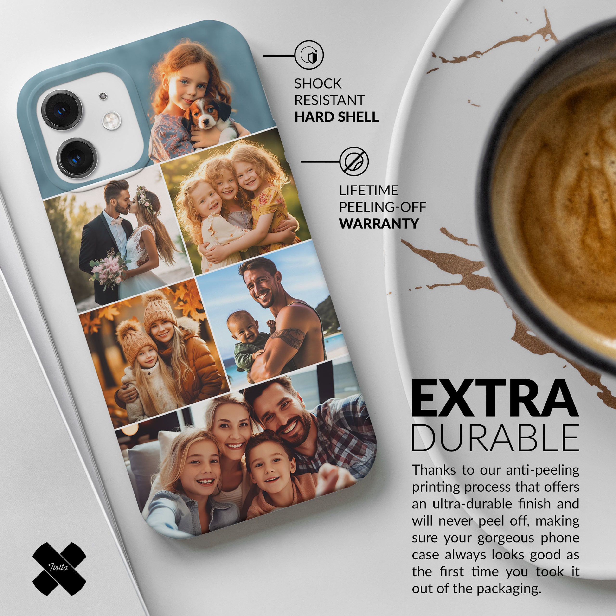 Custom Photo Phone Case, Personalised Picture Image Customized Design Unique Photo Gift - Six Photos Collage