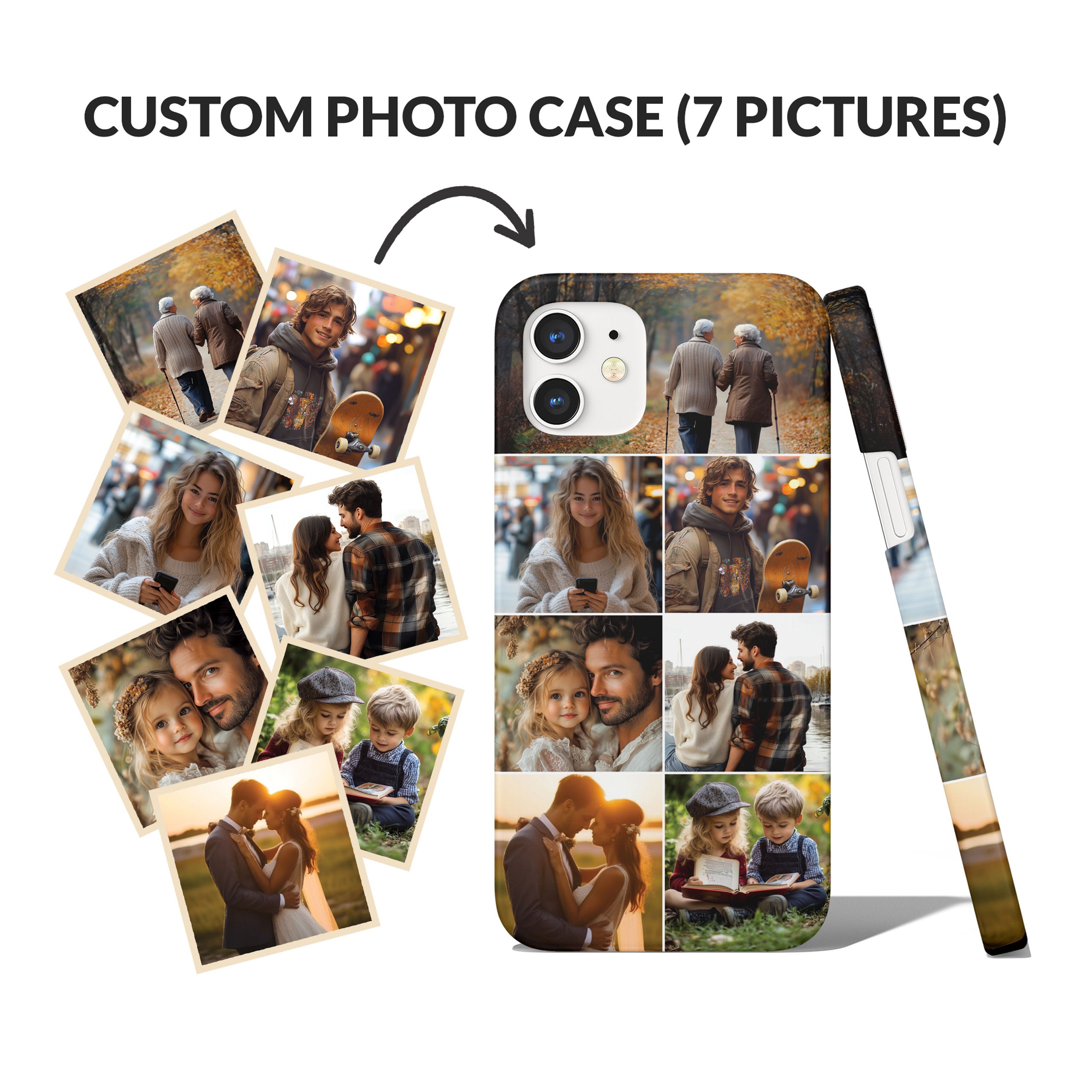 Custom Photo Phone Case, Personalised Picture Image Customized Design Unique Photo Gift - Seven Photos Collage