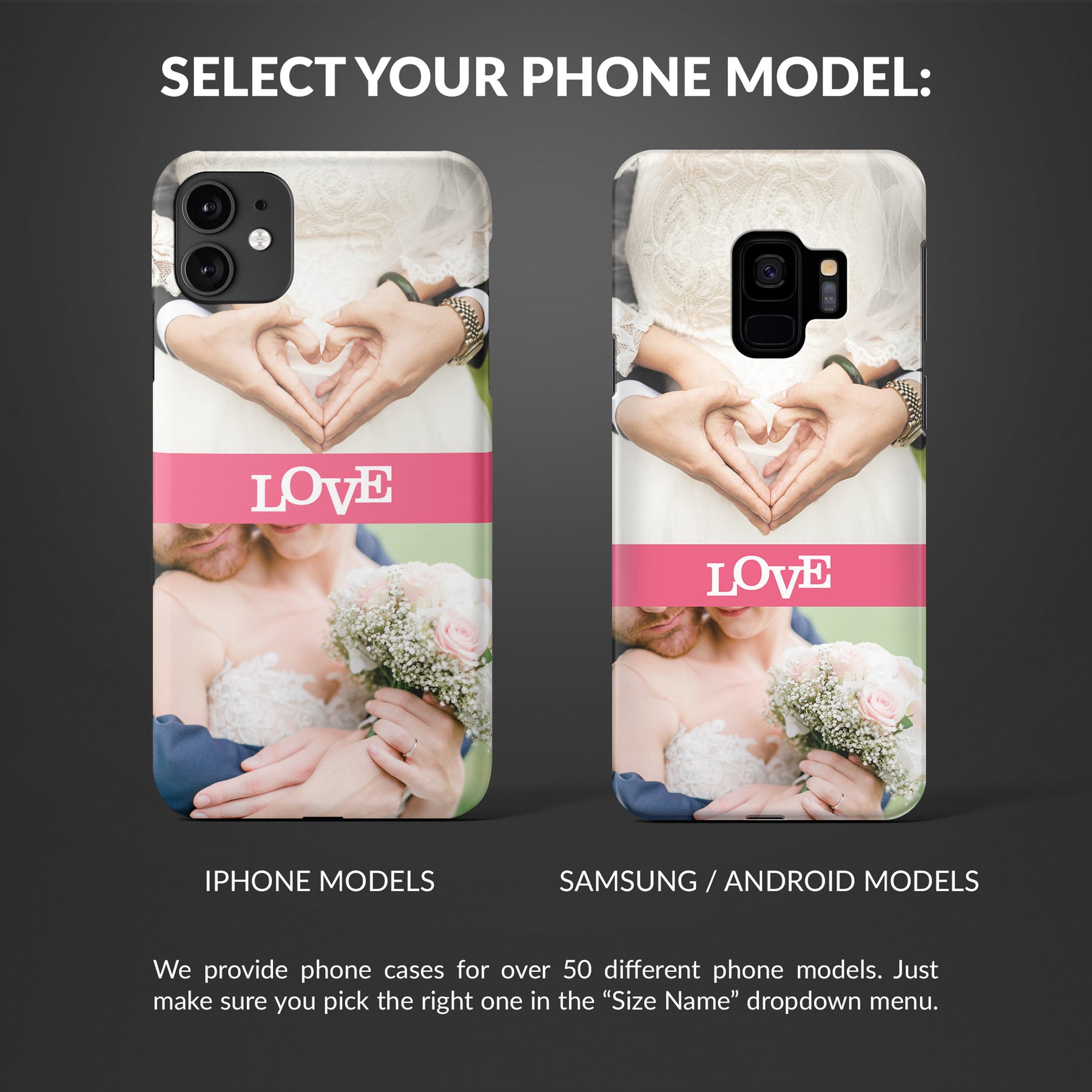 Personalised Custom Photo Hard Phone Case Two Photos with Banner