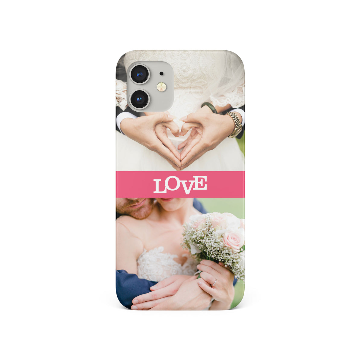 Personalised Custom Photo Hard Phone Case Two Photos with Banner