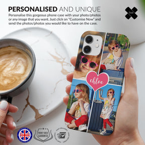 Personalised Custom Photo Hard Phone Case 4 Photos with Name in Heart