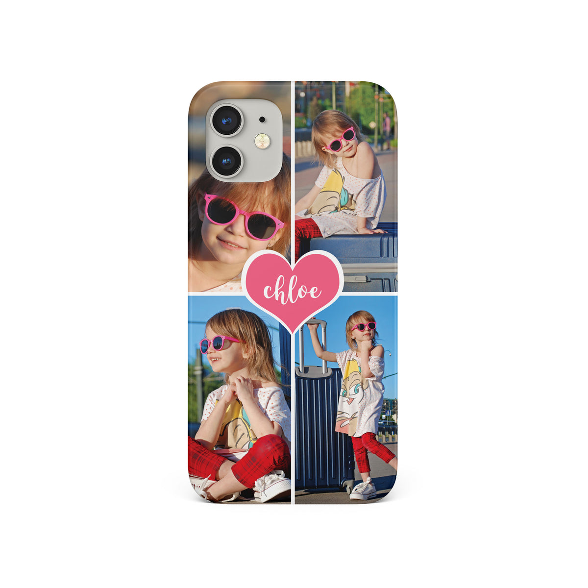 Personalised Custom Photo Hard Phone Case 4 Photos with Name in Heart