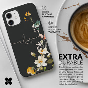 Personalised Hard Phone Case Floral Peach Blossom Roses Buds