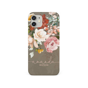 Personalised Hard Phone Case Floral Spring Flowers Pink Roses