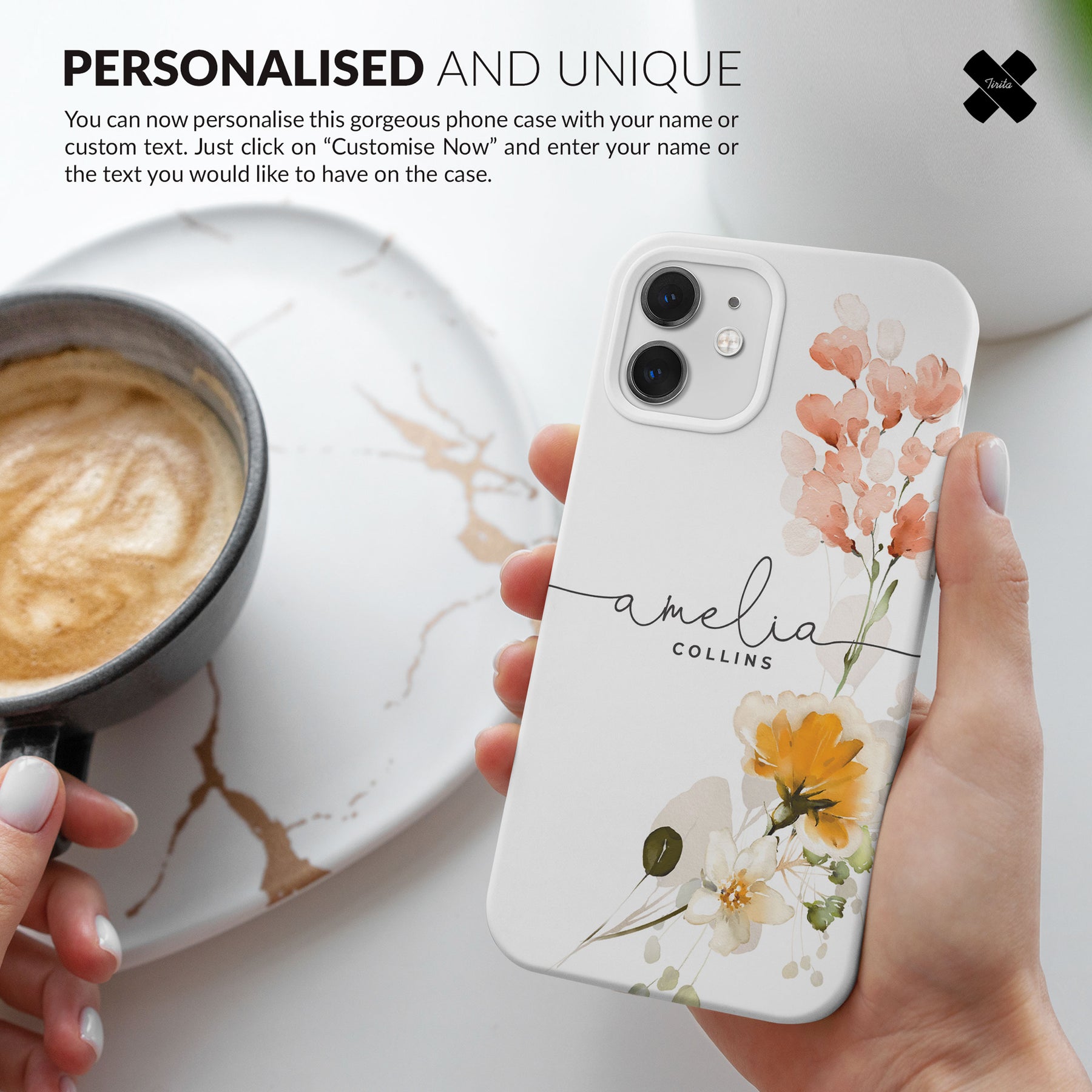 Personalised Hard Phone Case Spring Blossoms Watercolour