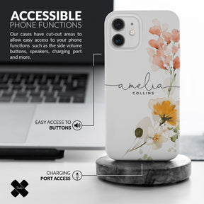 Personalised Hard Phone Case Spring Blossoms Watercolour