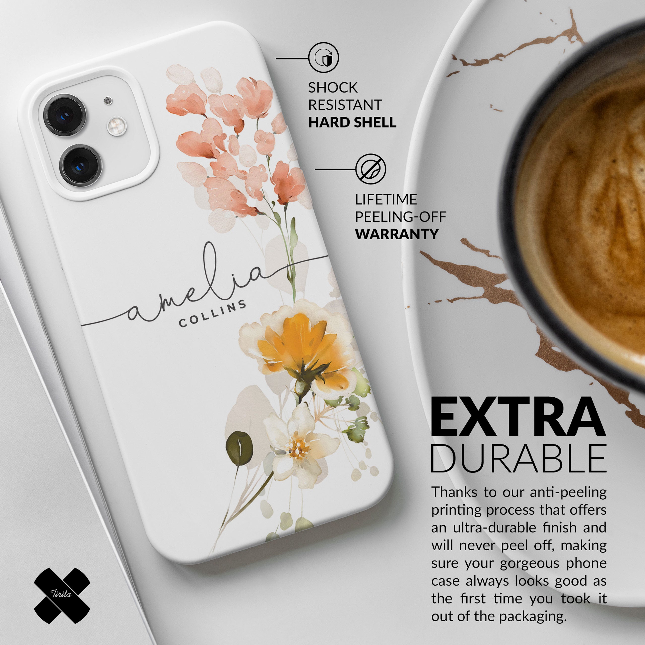 Personalised Hard Phone Case Spring Blossoms Watercolour