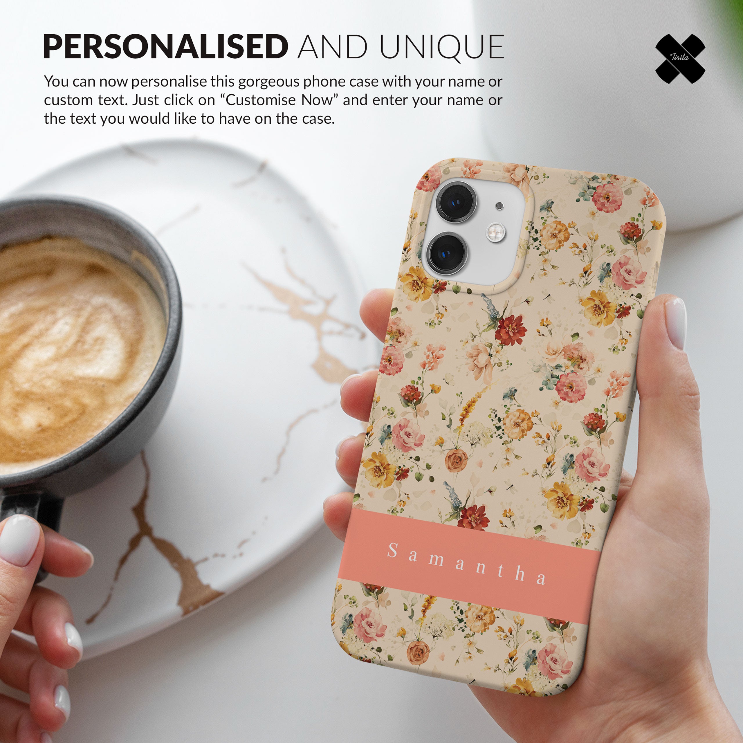 Personalised Hard Phone Case Floral Vintage Ditsy Pastel