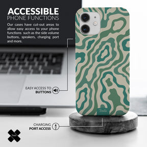 Hard Phone Case Troubled Waves Retro Green