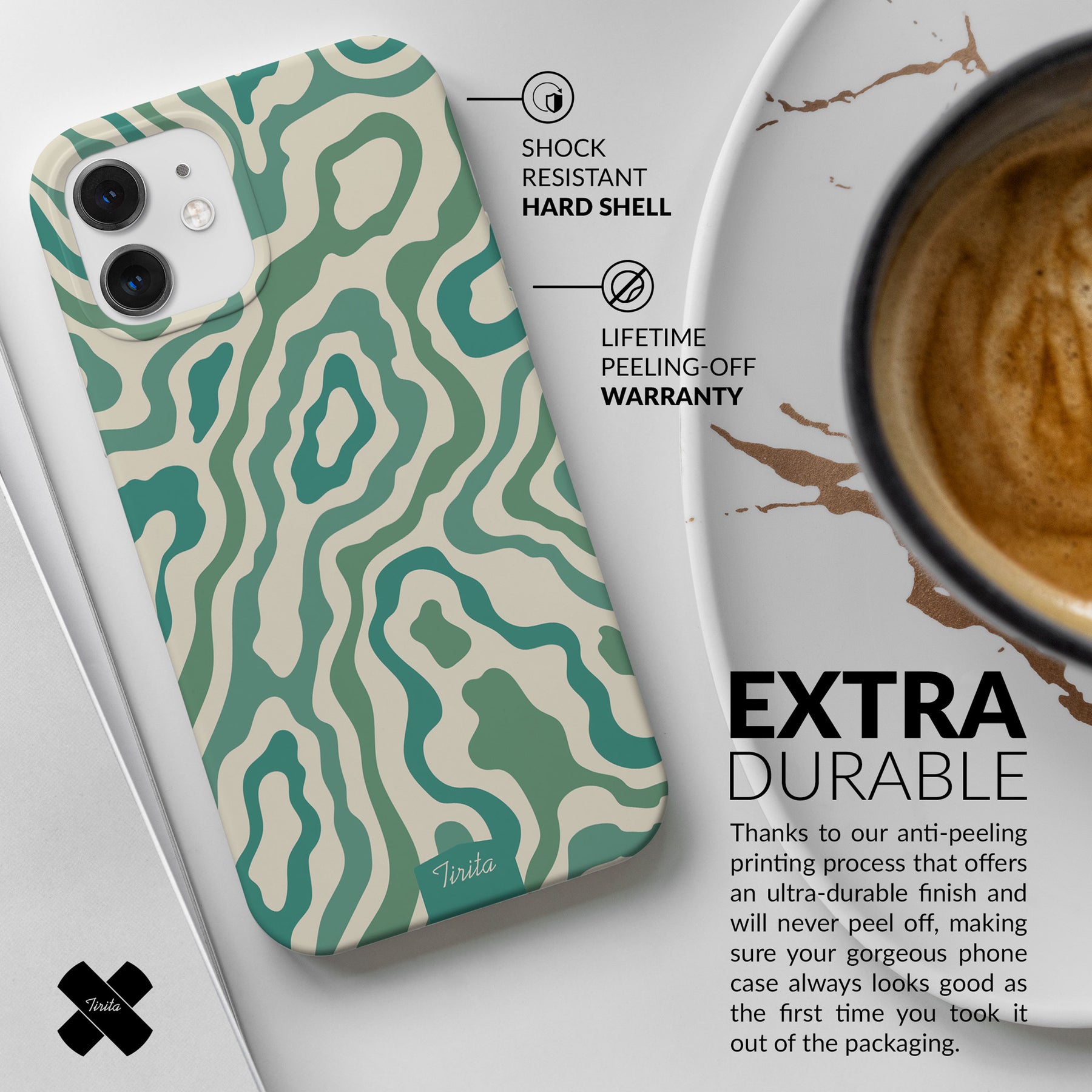 Hard Phone Case Troubled Waves Retro Green