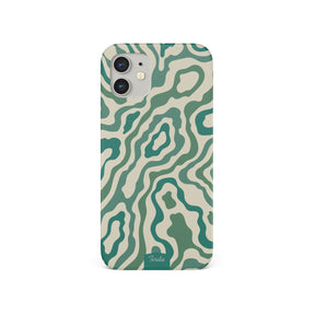 Hard Phone Case Troubled Waves Retro Green