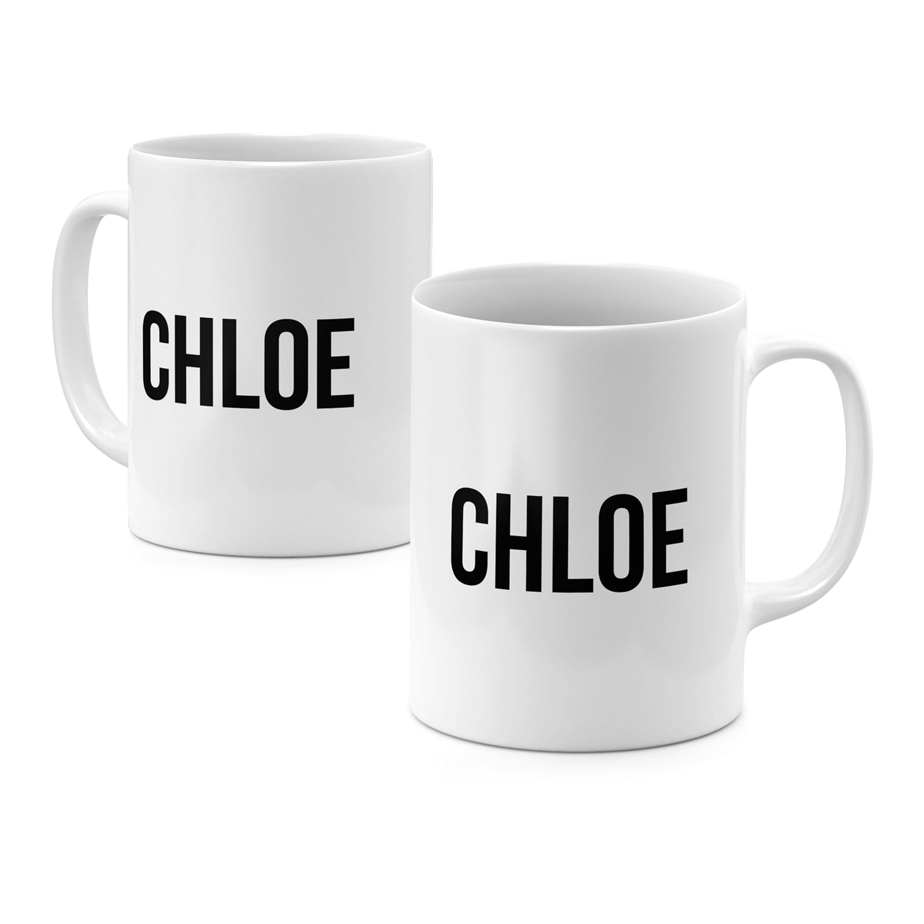 Personalised Ceramic Mug with Name Initials Text Big Bold Black