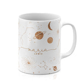 Personalised Ceramic Mug with Name Initials Text Planets Moon Space Galaxy