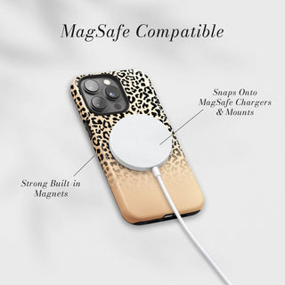 Tough Case MagSafe Golden Leopard, snaps onto MagSafe chargers and mounts