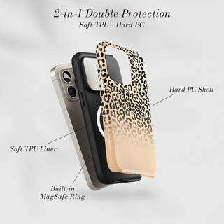Tough Case MagSafe Golden Leopard, two layer protection with soft TPU liner and hard PC shell