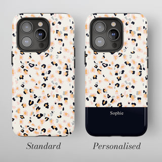 Tough Case MagSafe Peach Leopard, standard or personalised with your name on the colour band