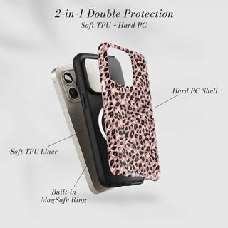 Tough Case MagSafe Mauve Leopard, two layer protection with soft TPU liner and hard PC shell