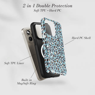Tough Case MagSafe Blue Leopard, two layer protection with soft TPU liner and hard PC shell