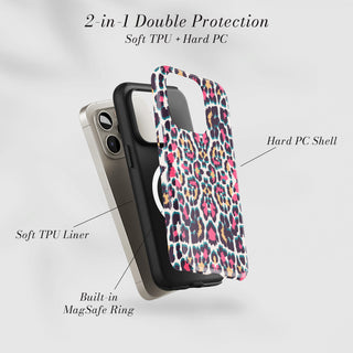 Tough Case MagSafe Fiesta Leopard, two layer protection with soft TPU liner and hard PC shell