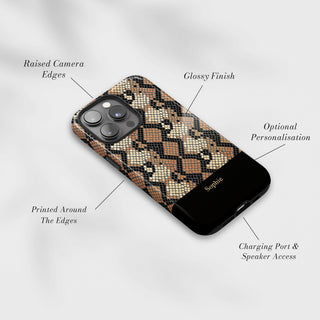 Tough Case MagSafe Python, raised camera edges, glossy finish and port access