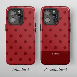 Tough Case MagSafe Claret Polka Dots, standard or personalised with your name on the colour band