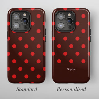 Tough Case MagSafe Scarlet Polka Dots, standard or personalised with your name on the colour band