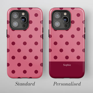 Tough Case MagSafe Cherry Polka Dots, standard or personalised with your name on the colour band