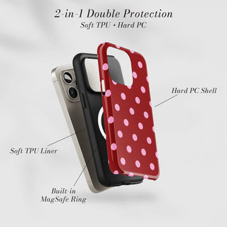 Tough Case MagSafe Candy Polka Dots, two layer protection with soft TPU liner and hard PC shell